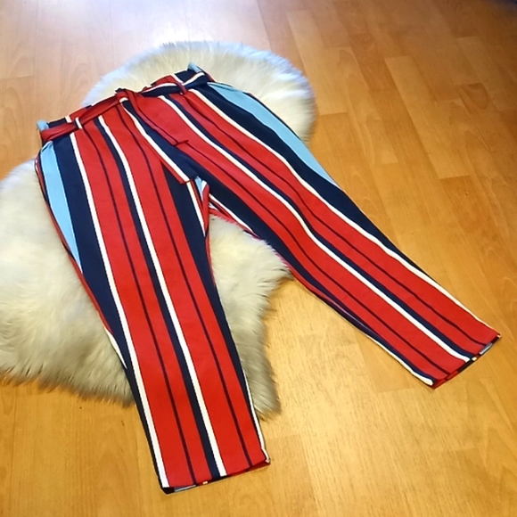 Romeo & Juliet Couture Striped Tie Waist Trousers-#1533 - Picture 3 of 12